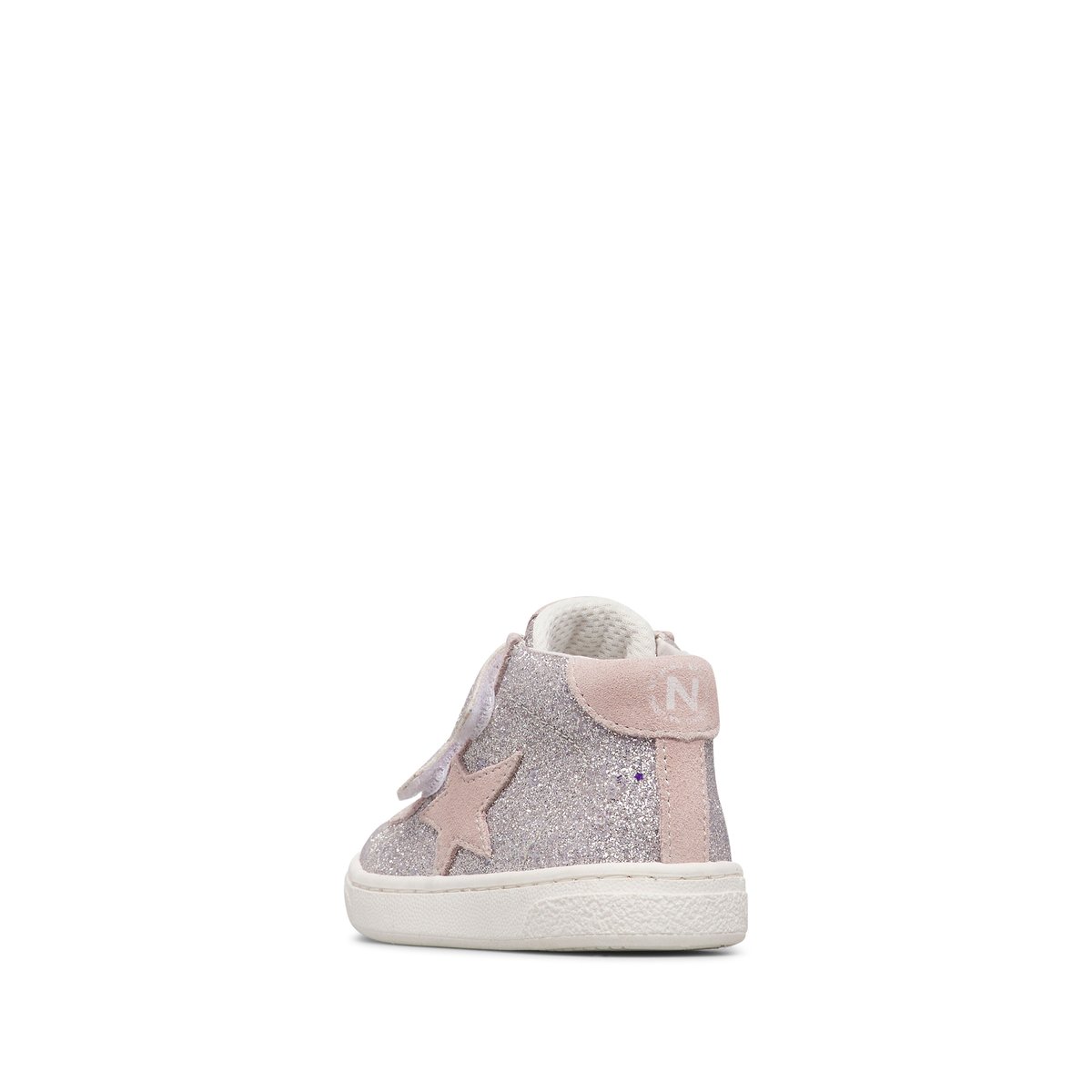 Baskets hautes en cuir et tissu PINN HIGH VL. rose poudré-argent, NATURINO