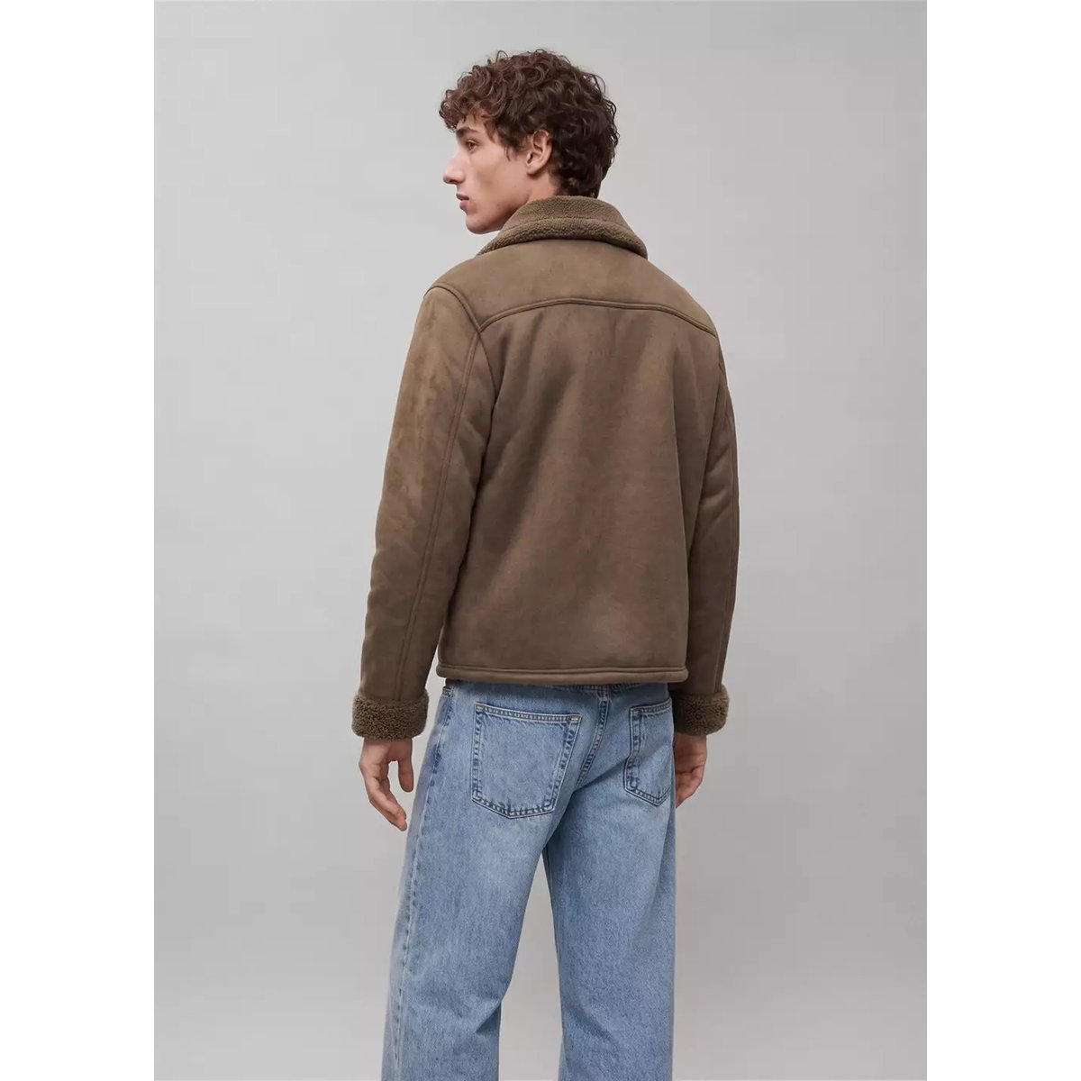 Manteau effet daim imitation mouton retourné marron, MANGO TEEN