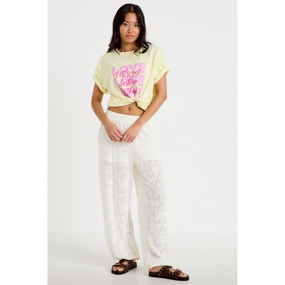 T-shirt boyfriend manches courtes jaune clair, CACHE CACHE