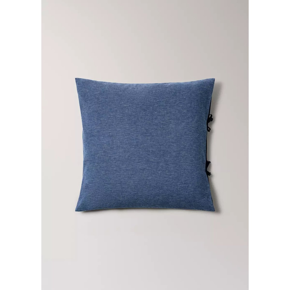 Taie d’oreiller lin coton à rayures 60x60 cm bleu indigo, MANGO HOME