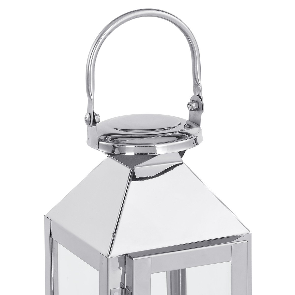 Lanterne décorative en verre et acier H27 AUTAN argenté, SIA DECO
