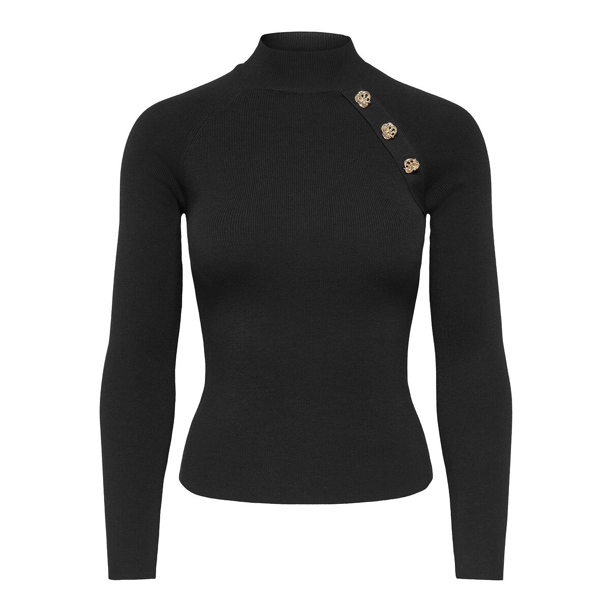 Pull moulant, col montant ,avec boutons noir, ONLY