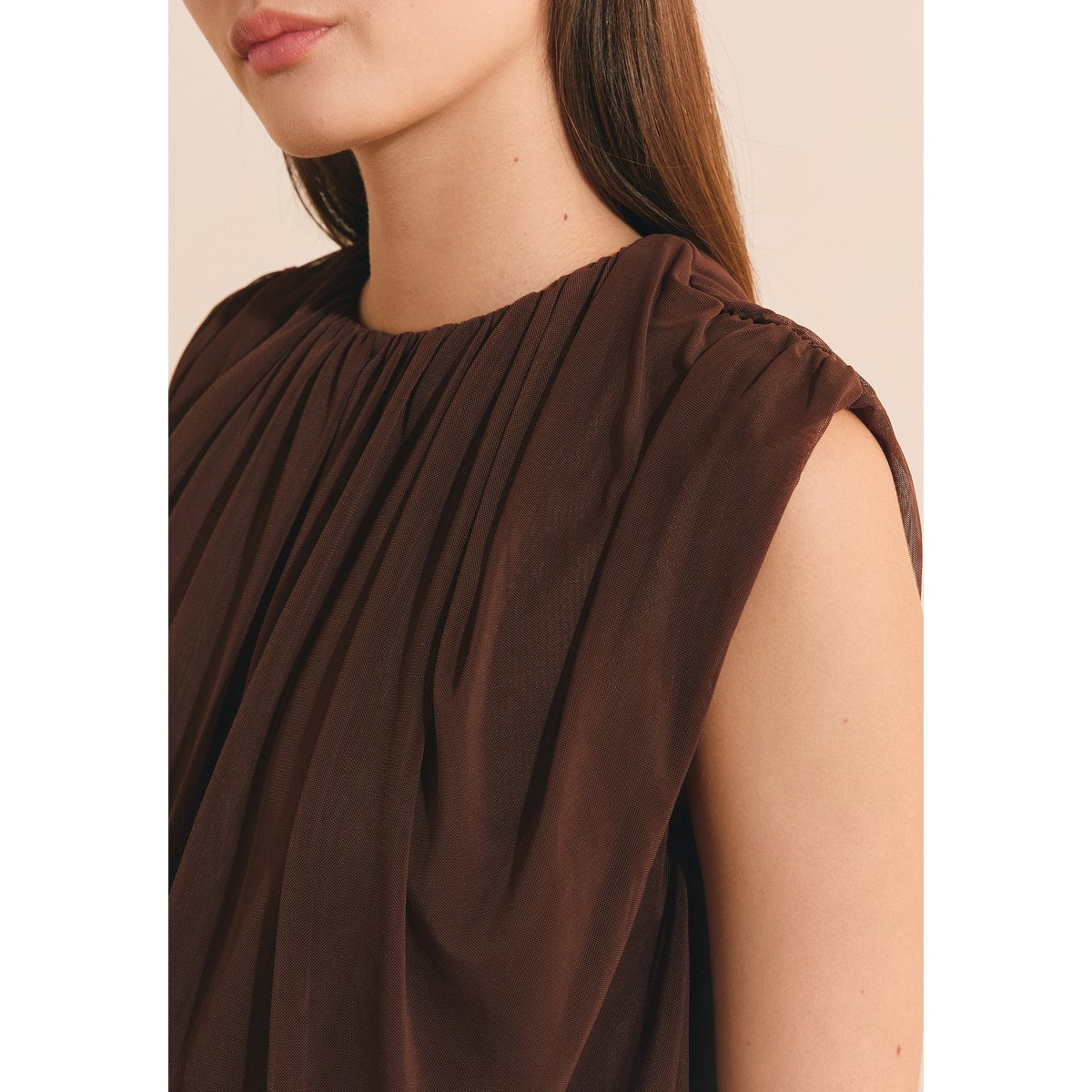 T-shirt boule sans manches AMAURY chocolat, ETAM