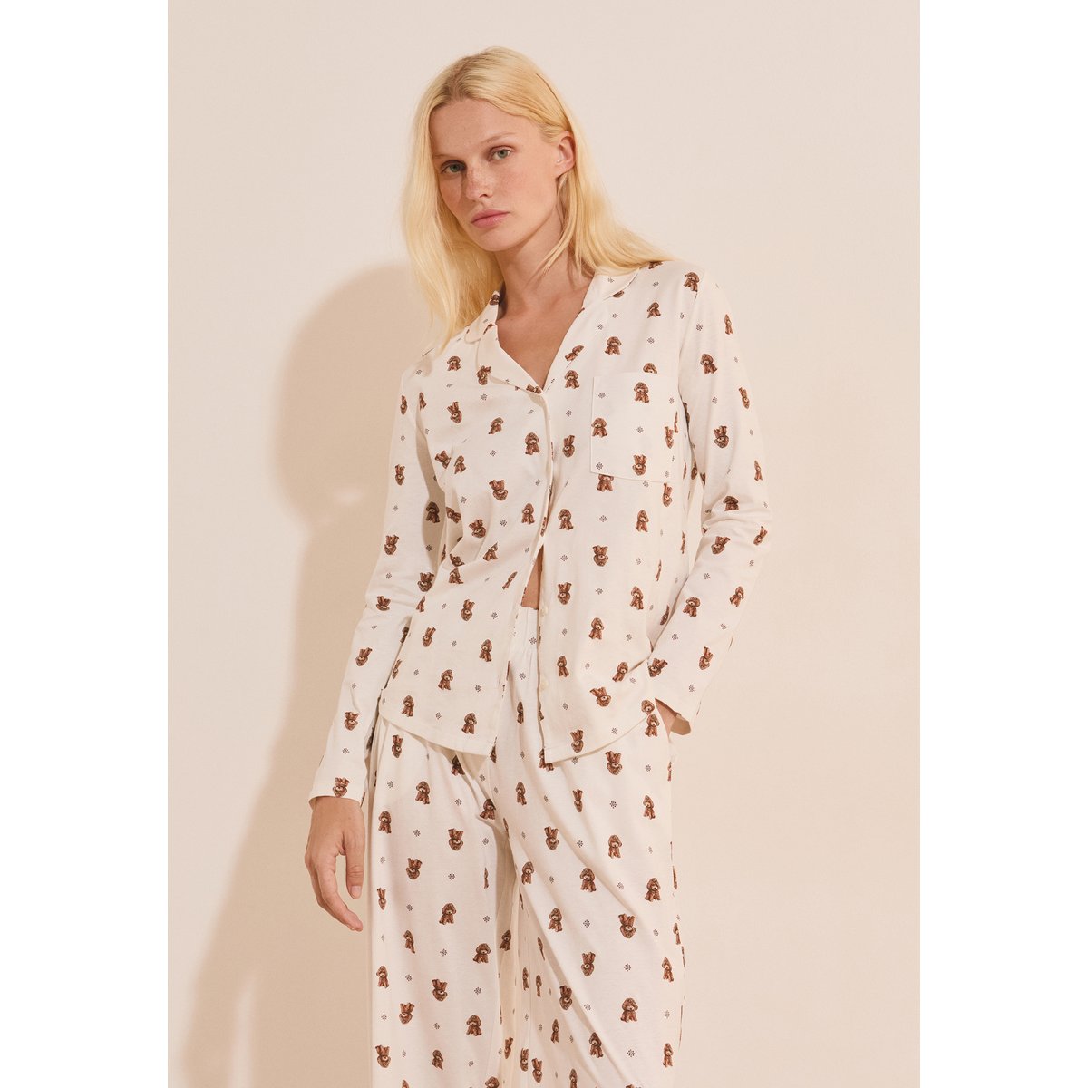 Chemise à motifs chiens en coton RUBY ecru, ETAM