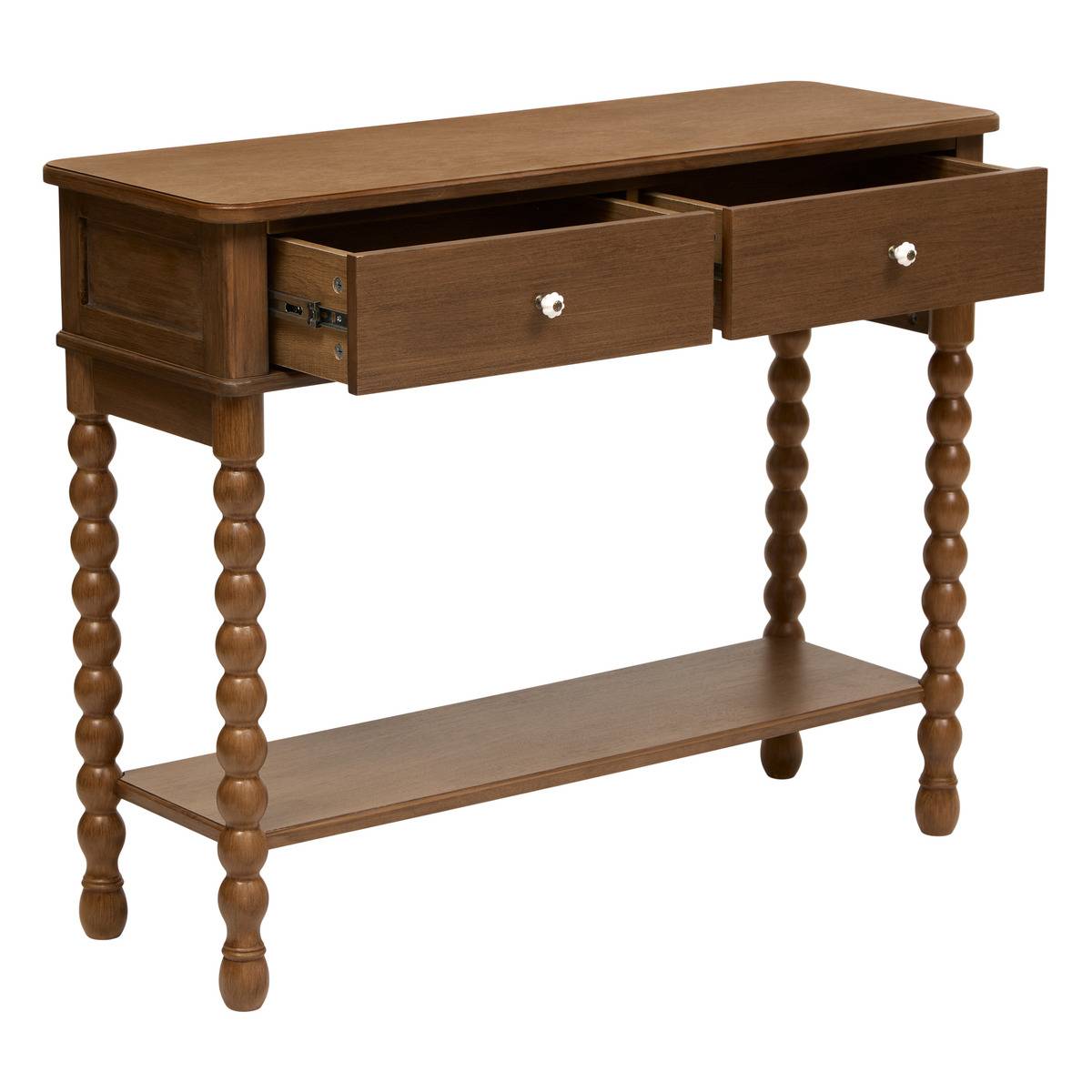 Console rectangulaire avec 2 tiroirs en pin MONA cognac, ATMOSPHERA