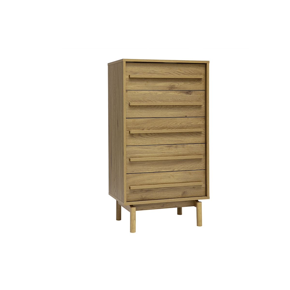 Commode chiffonnier - semainier scandinave finition bois chêne 5 tiroirs L60 cm YSEULT chêne clair, MILIBOO