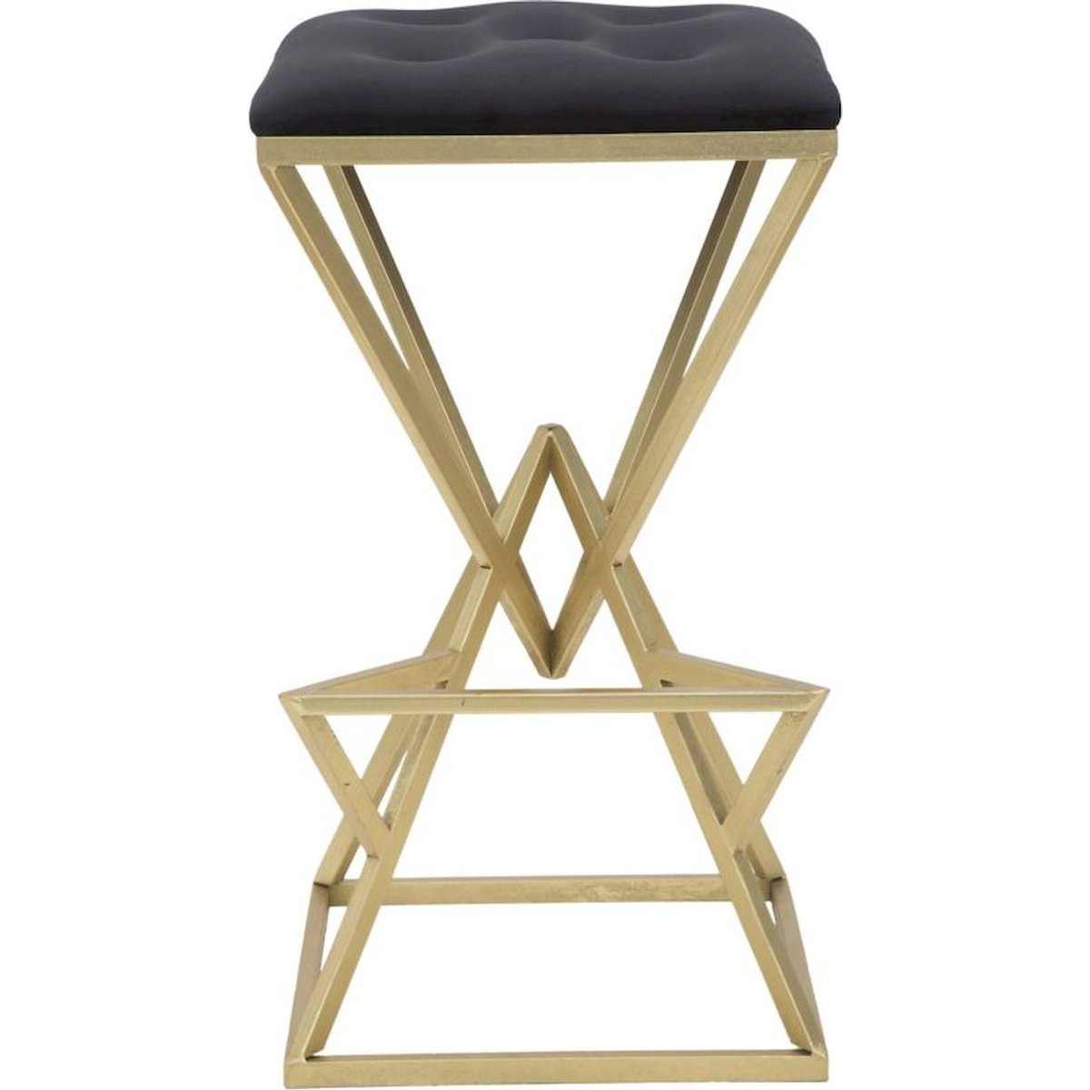 Tabouret de bar métal et verre capitonné GLAM doré et noir, RECOLLECTION