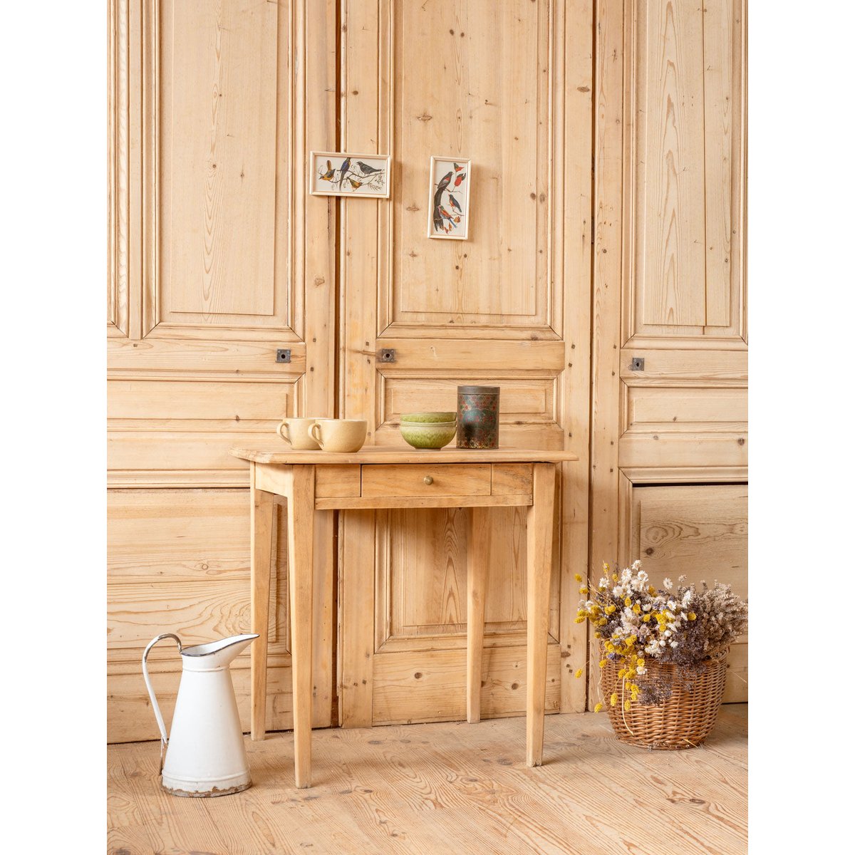 Table d'appoint en bois Francine N°1435 - Bon état bois clair, DEBONGOUT