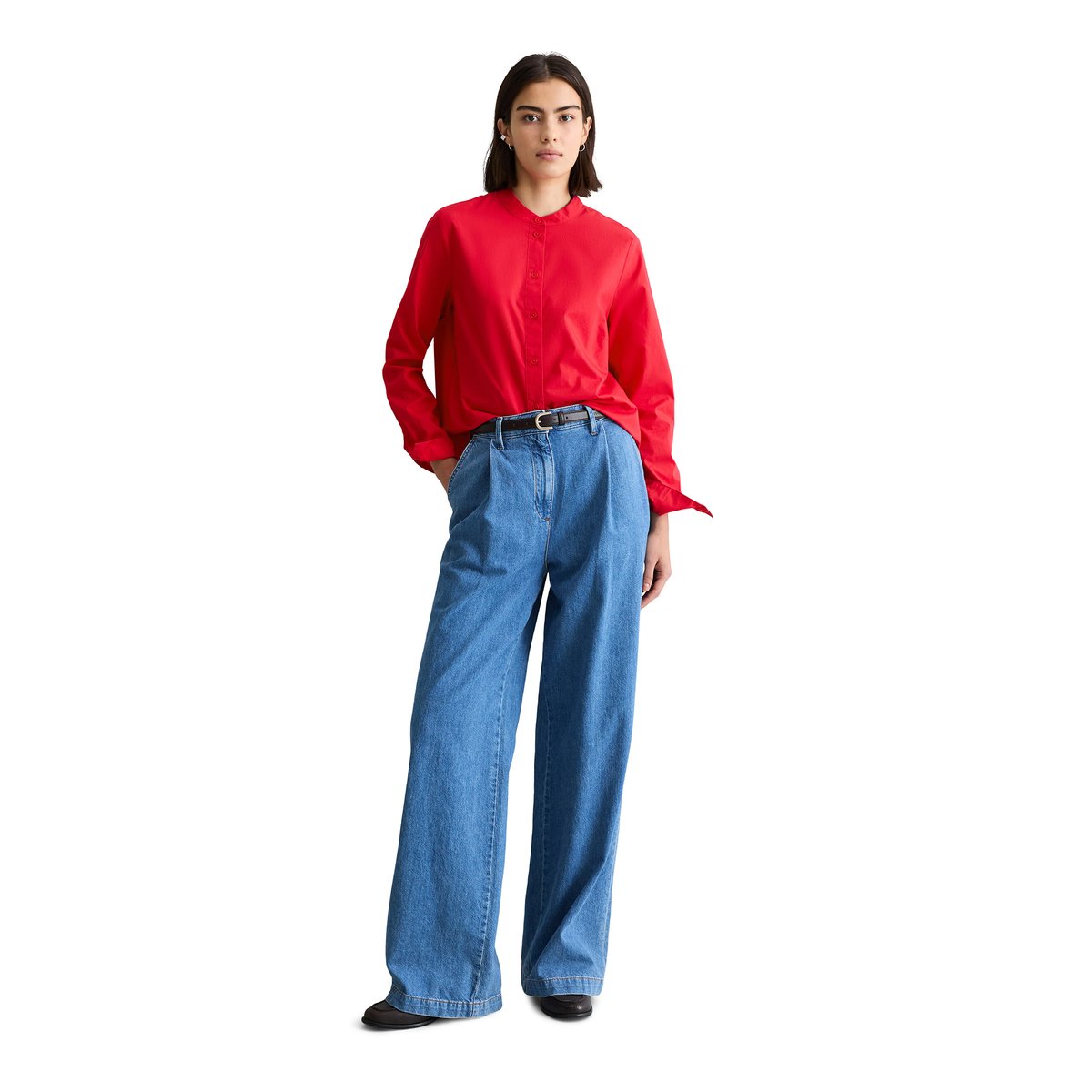 Blouse avec détail de plis regular en pur coton bio rouge clair, MARC O’POLO DENIM