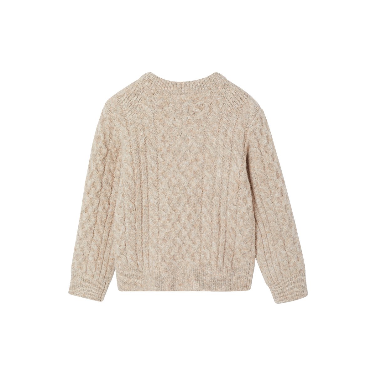 Pull manches longues col rond beige chiné, VERTBAUDET