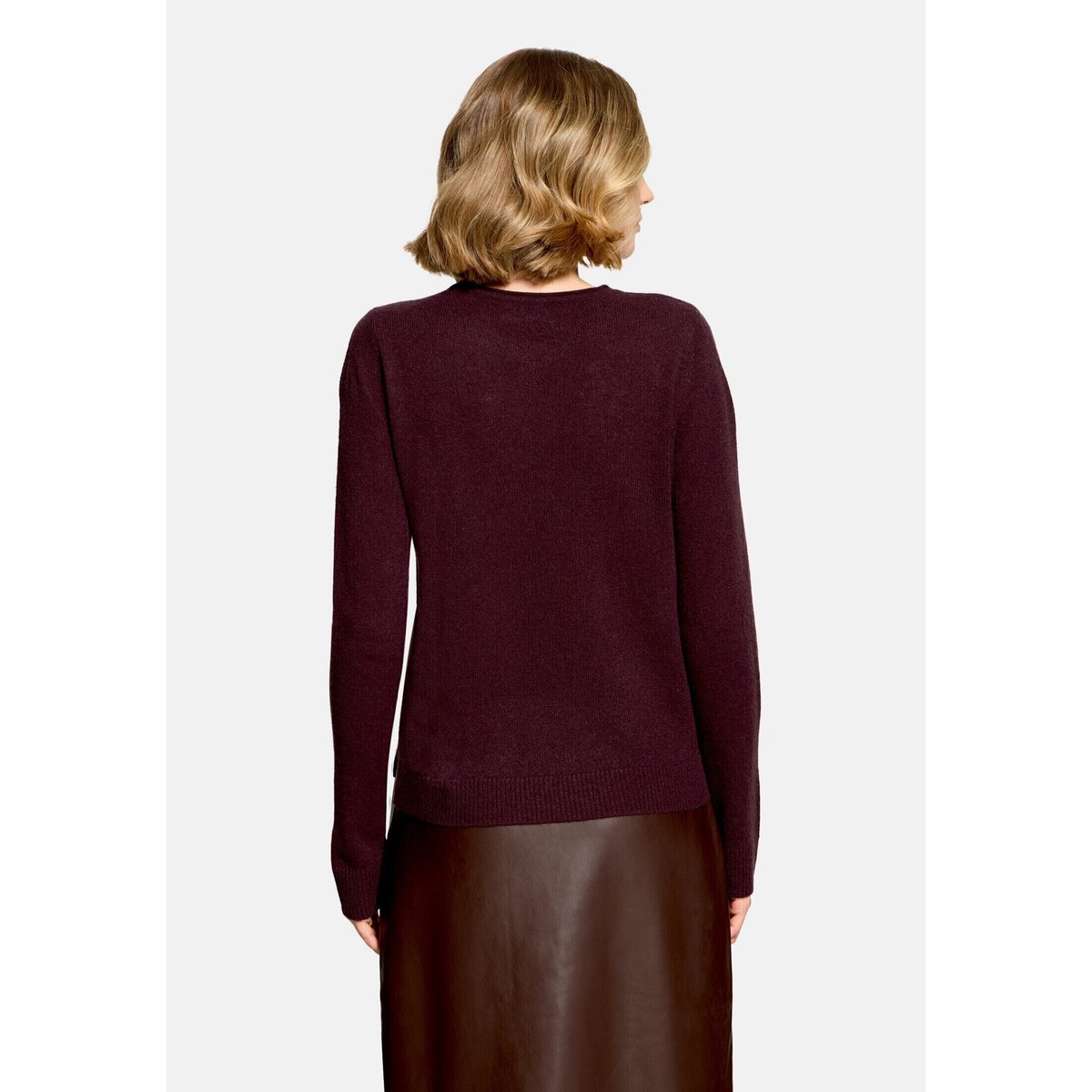 Pull en cachemire à encolure ronde chocolate plum, CARTOON