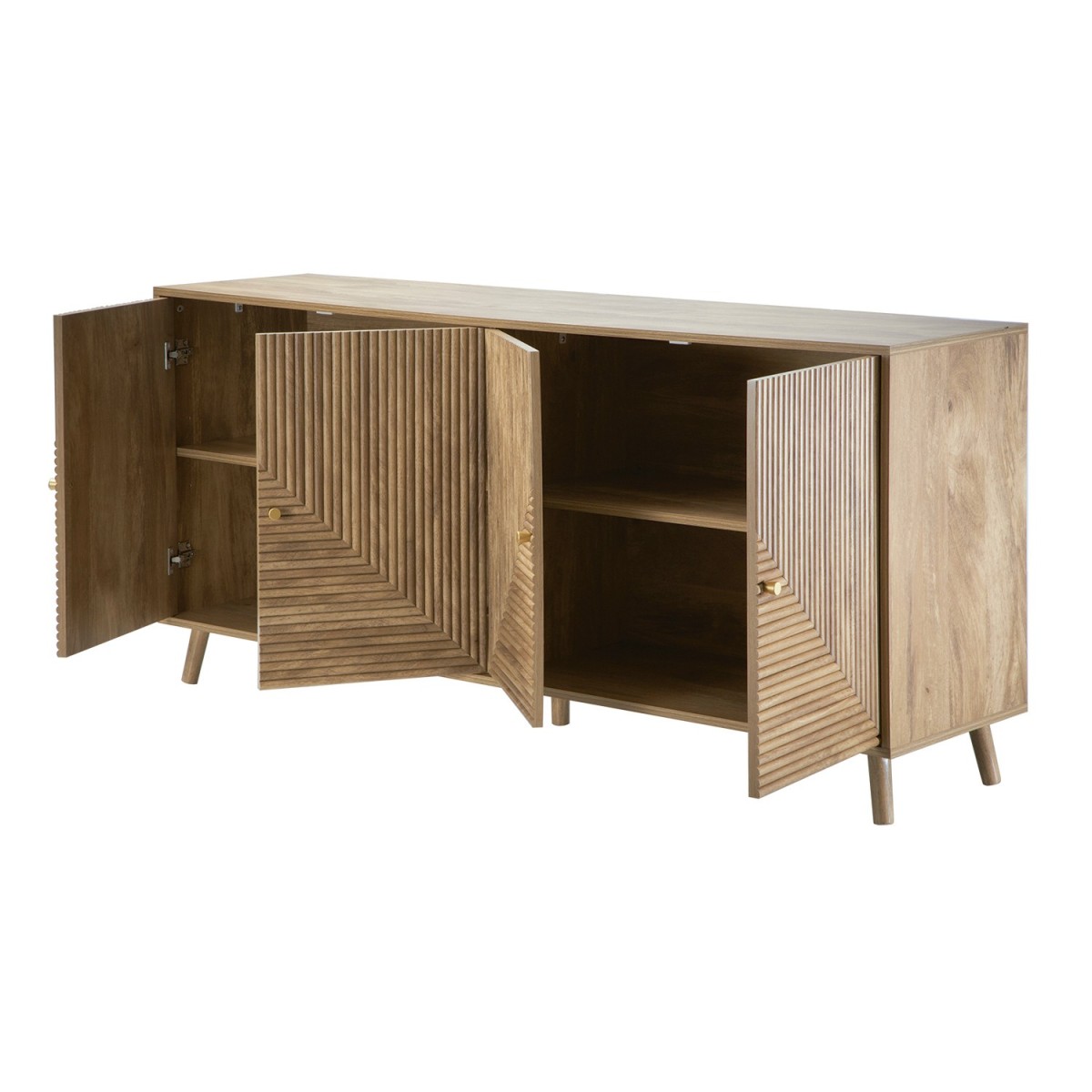 Buffet 4 portes façades lamellées EDEN bois clair, CALICOSY