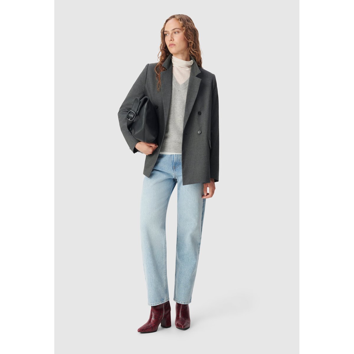 Veste de tailleur fines rayures gris anthracite, IKKS