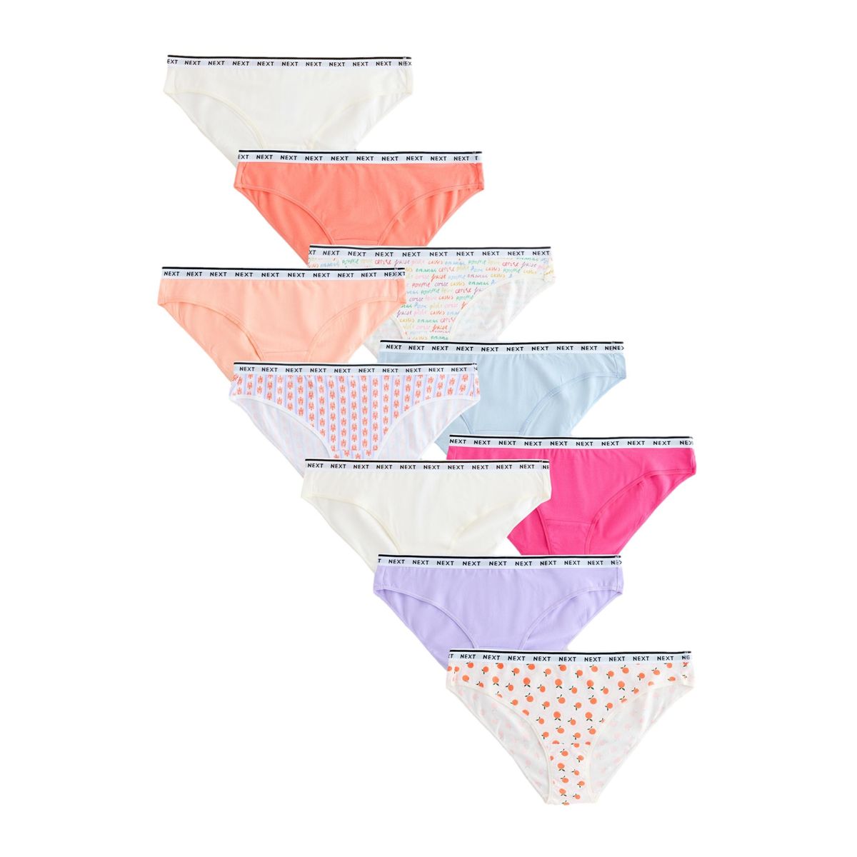 Culotte en coton à logo, lot de 10 orange/blanc, NEXT