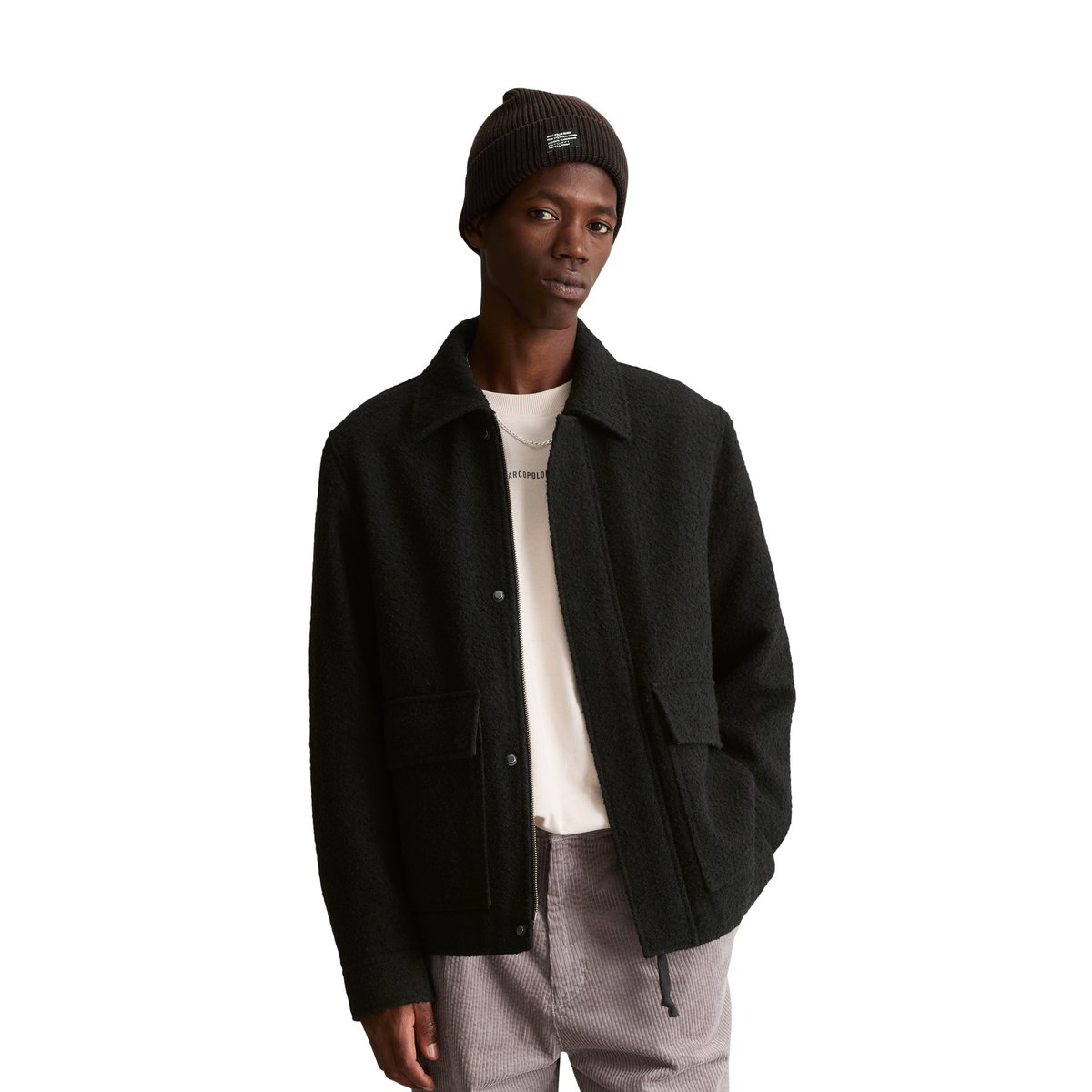 Veste en laine coupe classique en bouclé doux contenant des fibres recyclées noir, MARC O’POLO DENIM