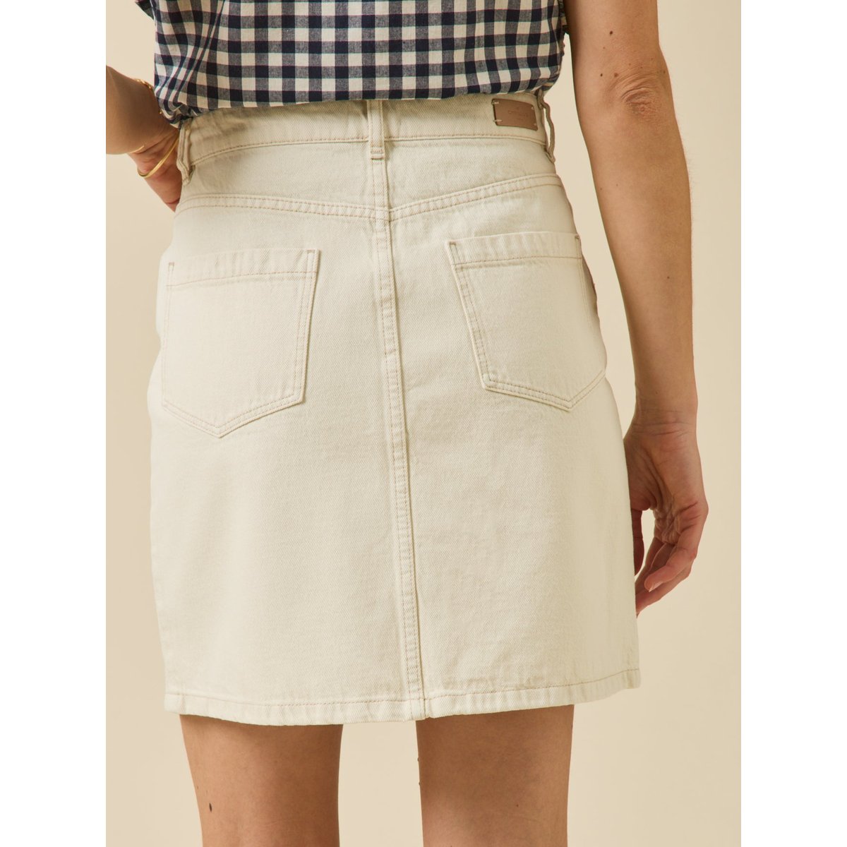 Jupe courte jean  coton biologique ecru, CYRILLUS