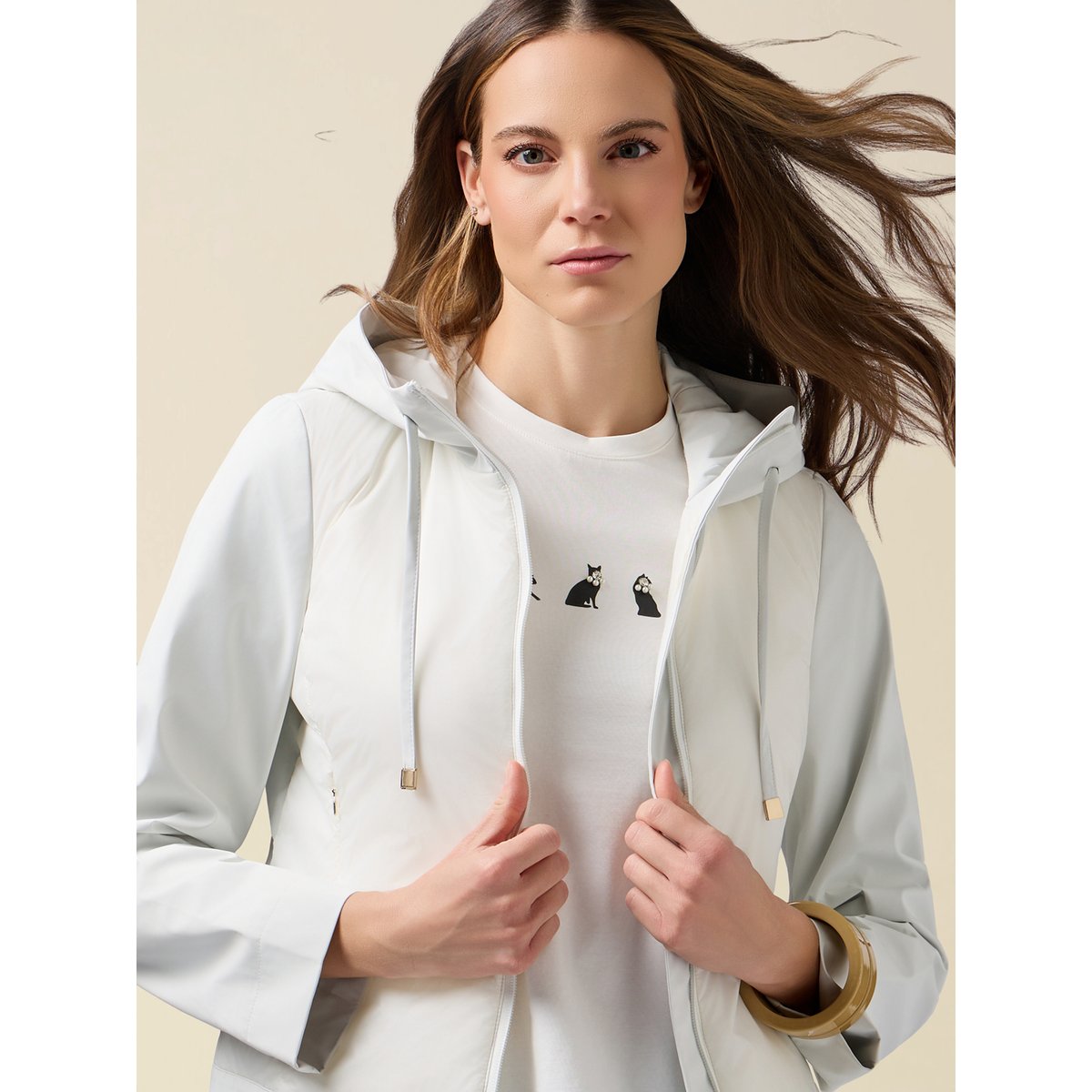 Veste matelassée légère combinée blanc, OLTRE