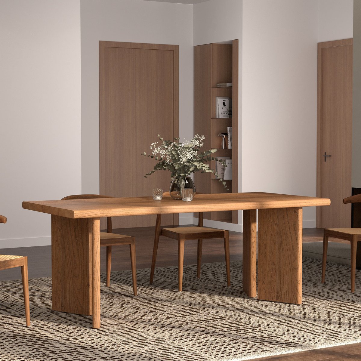 Table rectangulaire en bois d'orme 8 personnes - ALBANE marron, MAISON PAVANE