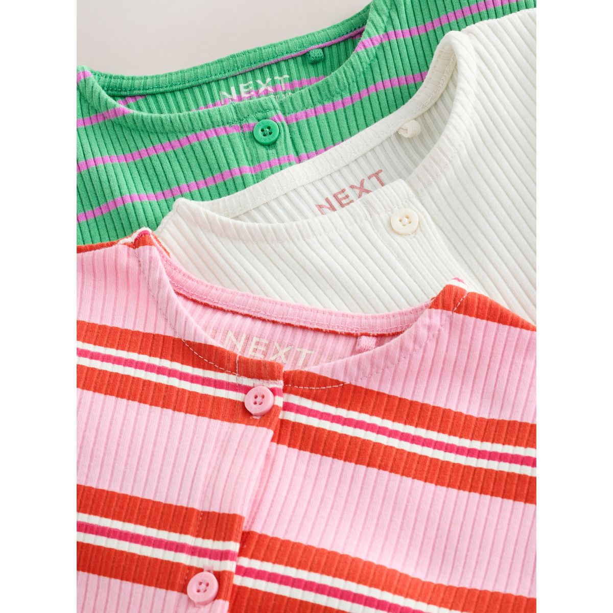 Cardigan côtelé à manches longues, lot de 3 vert/rose, NEXT
