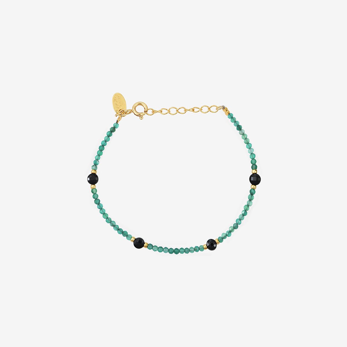 Bracelet indie amante agate verte/onyx vert, CAROLINE NAJMAN