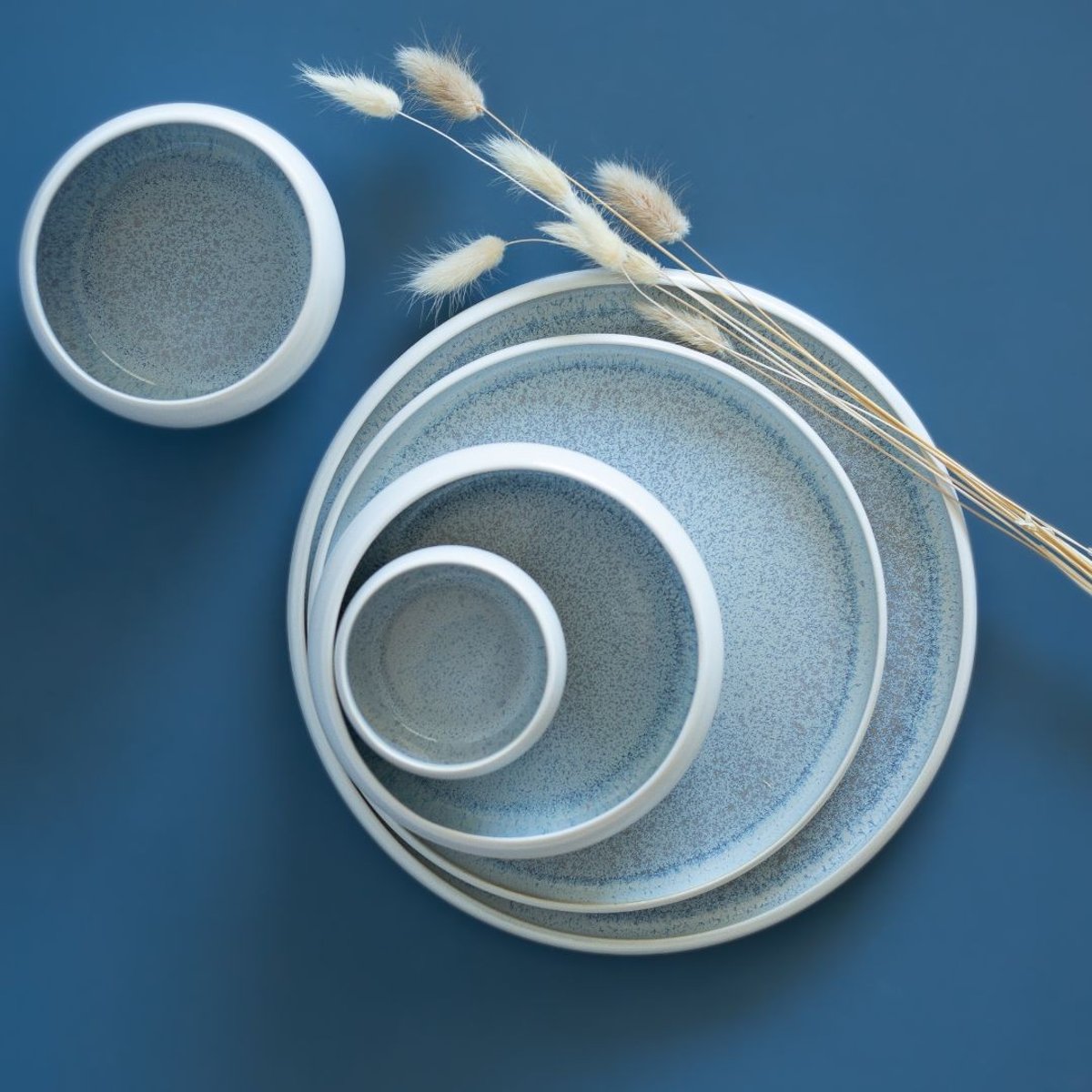 Lot de 4 grandes assiettes, BOREA gris, ARTIME