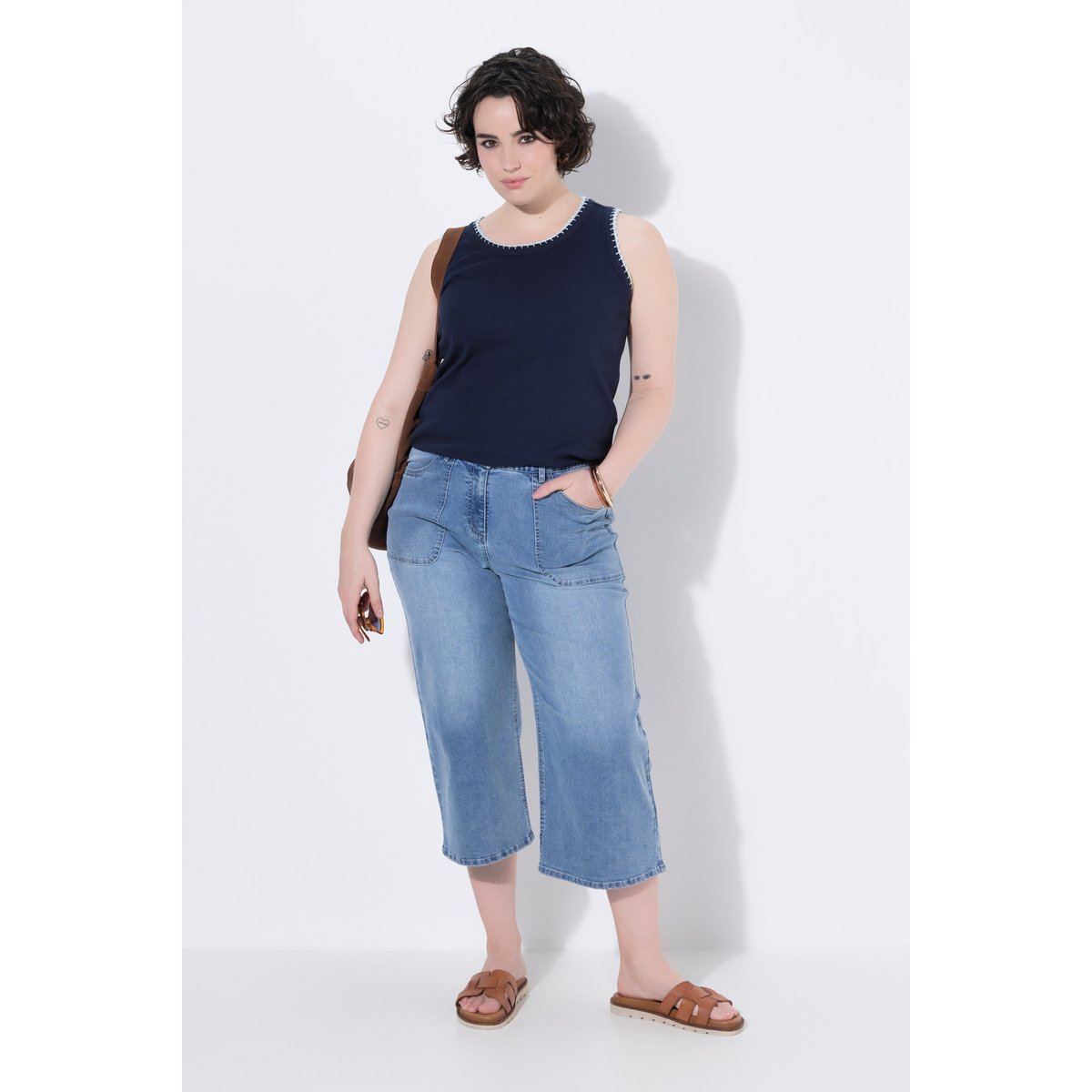 Jupe-culotte en jean Mary bleu clair, ULLA POPKEN