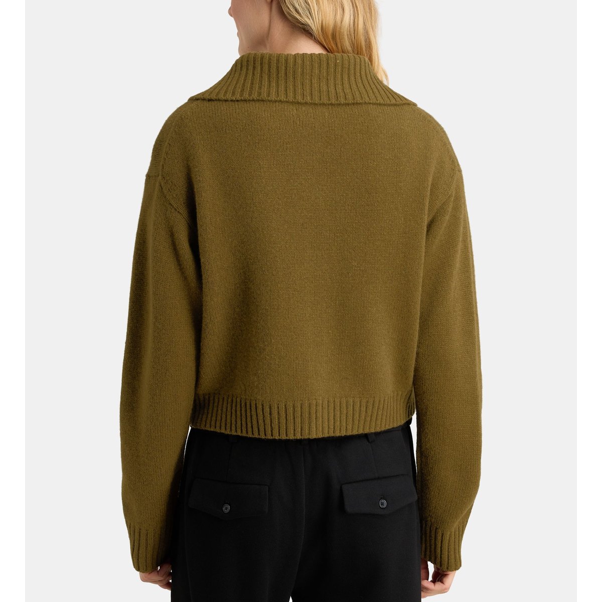 Cardigan droit court fjord maille laine vert, GALERIES LAFAYETTE