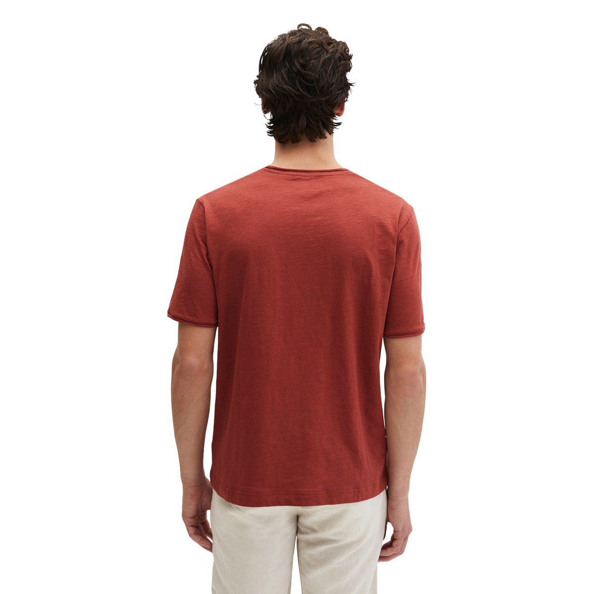 T-shirt regular en jersey slub doux rouge, MARC O'POLO