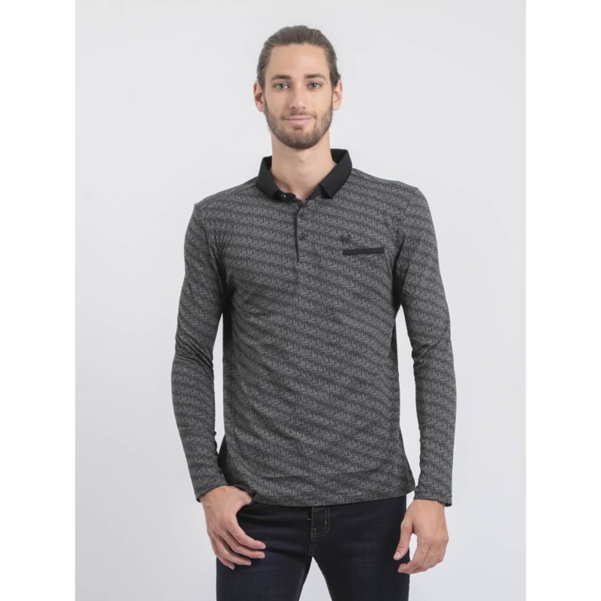 Polo Manches Longues Pur Coton Purly noir, RITCHIE