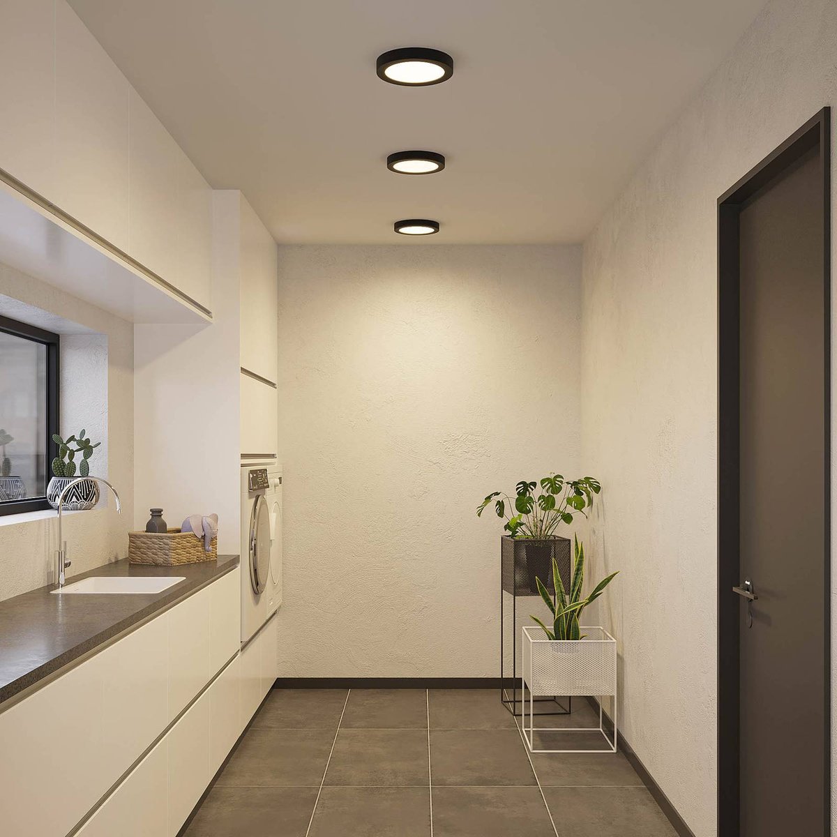 Plafonnier en aluminium moderneLED, Edwina noir, blanc, PRIOS