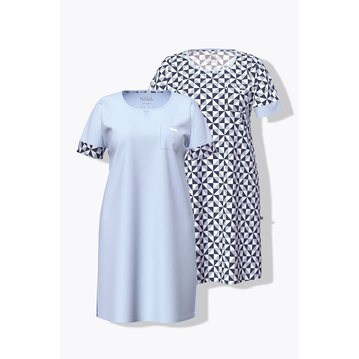 Lot de 2 chemises de nuit / T-shirts longs bleu clair, ULLA POPKEN