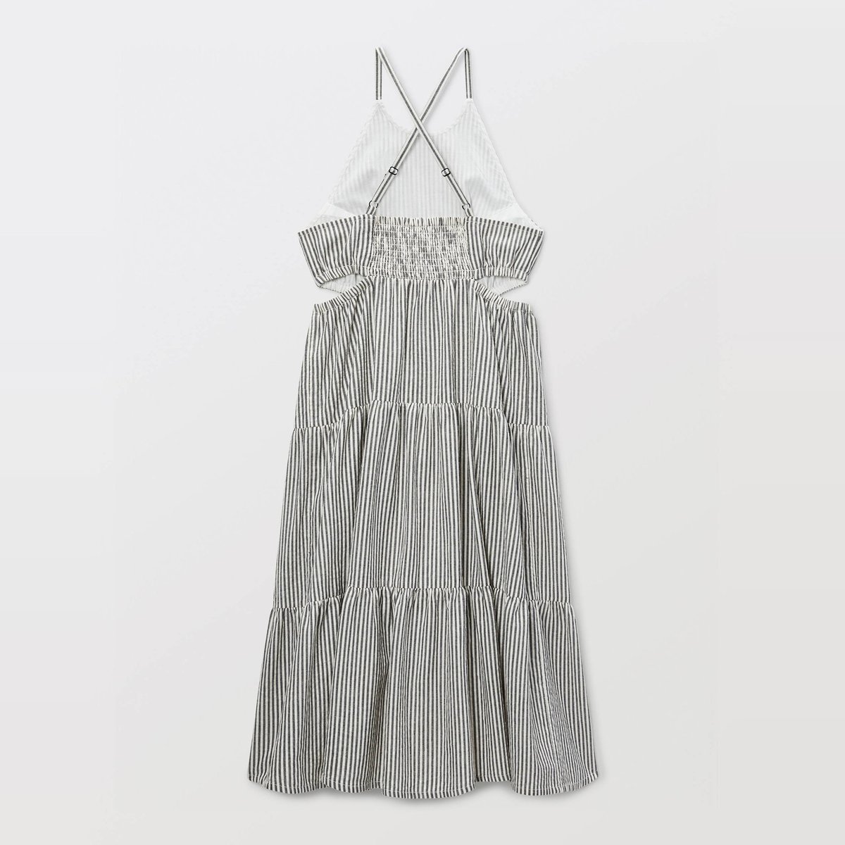 Robe longue unie à bretelles avec découpes à la taille noir, MONOPRIX