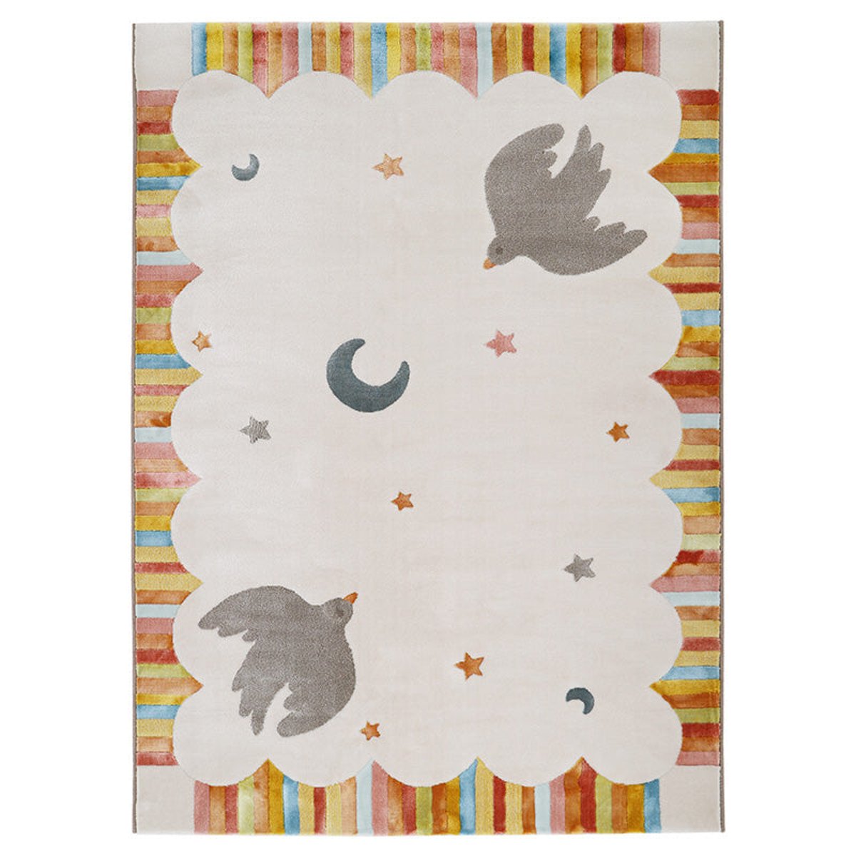 Tapis chambre enfant multicolore DANCING BIRDS couleur unique, NATTIOT