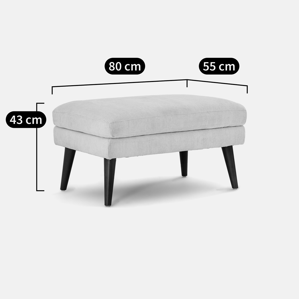 Pouf velours côtelé, Séméon tabac, LA REDOUTE INTERIEURS
