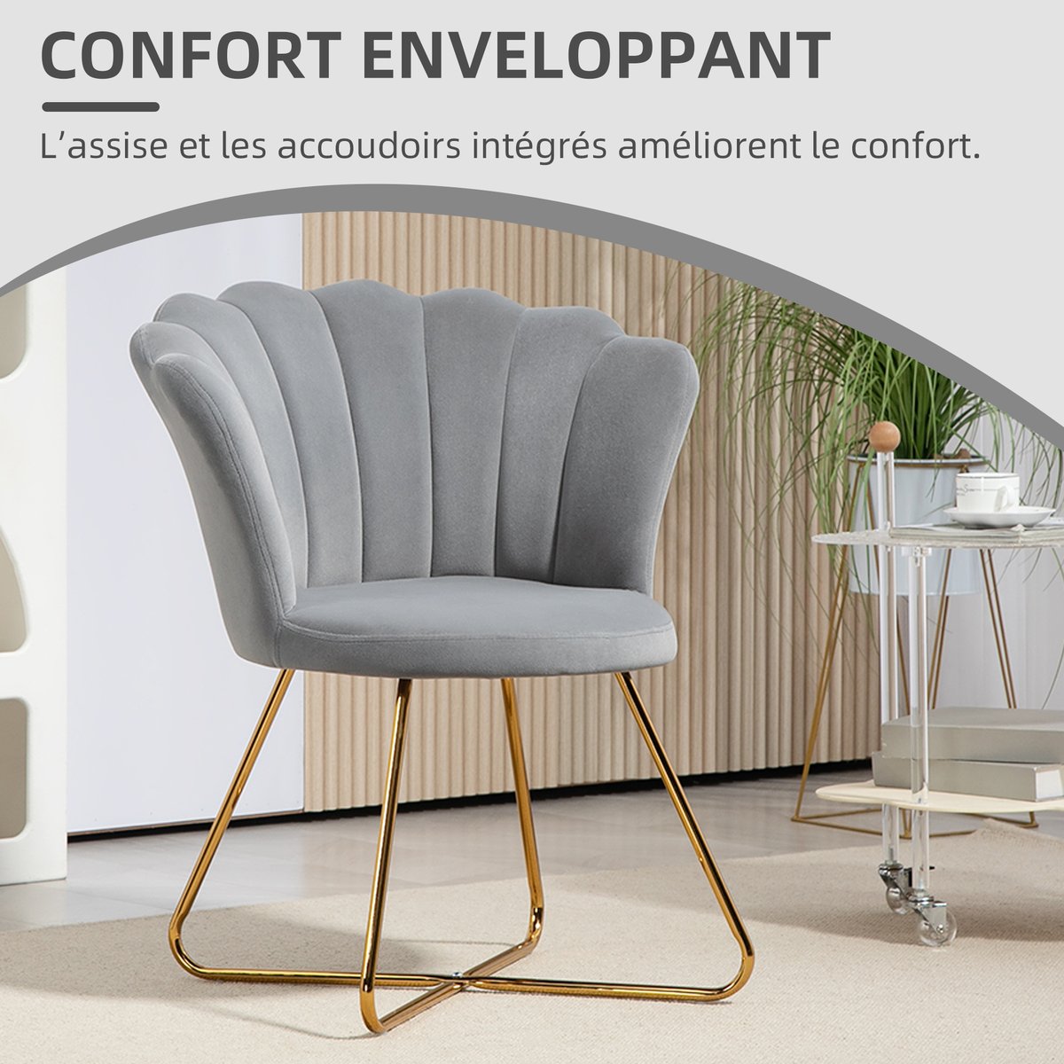 Accent Chair Polyester Gris gris, or, HOMCOM