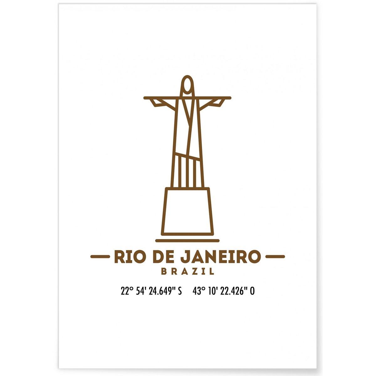 Poster Coordonnées Rio de Janeiro blanc, L'AFFICHERIE
