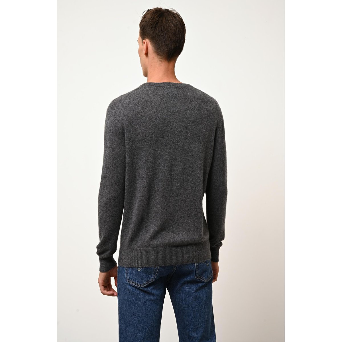 Pull Col V Anthracite Chiné Walt gris anthracite chiné, JUST CASHMERE