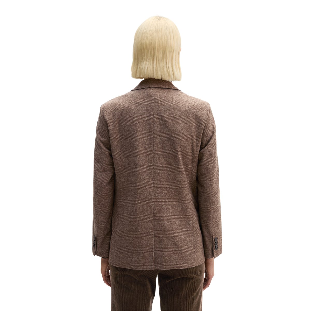 Blazer à carreaux Glencheck, coupe regular en coton stretch marron, MARC O'POLO