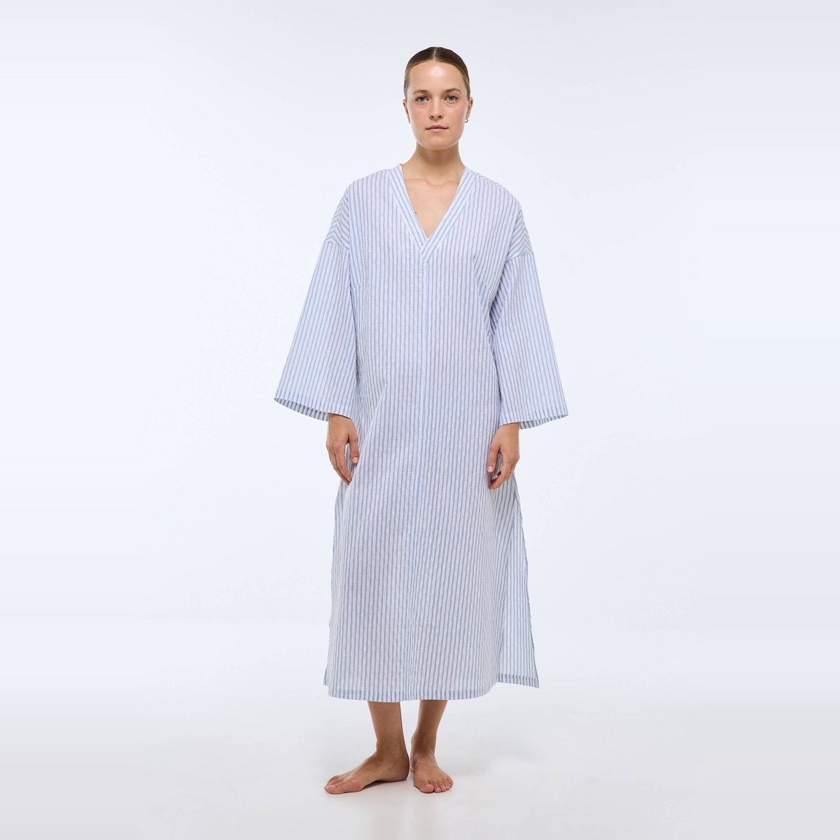 Chemise de nuit rayée en coton tornade, MONOPRIX