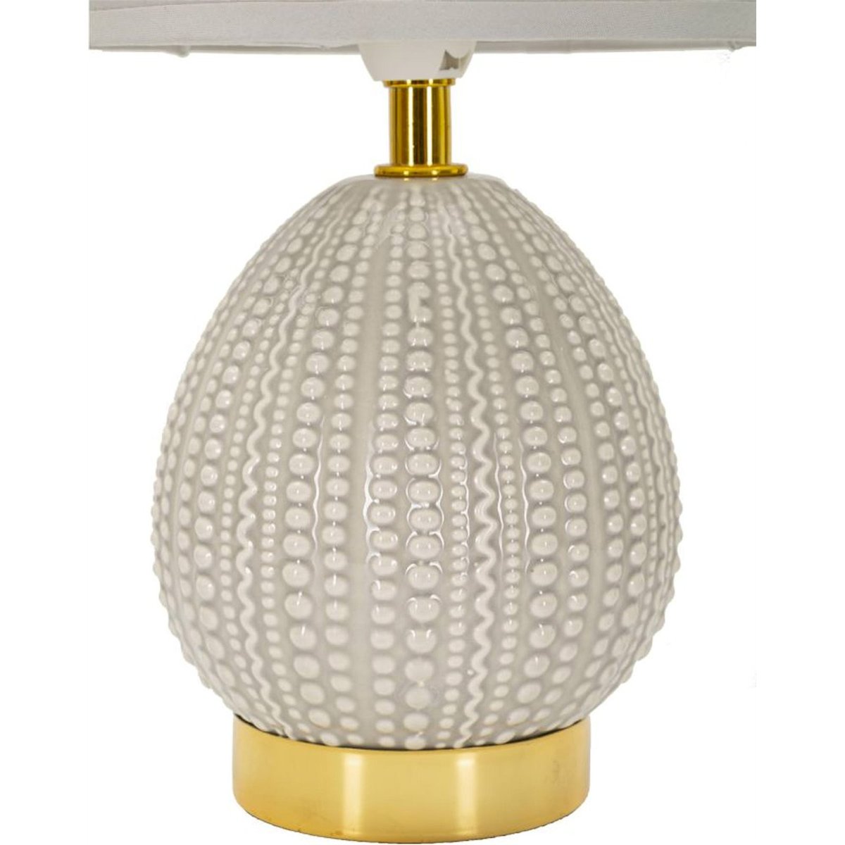 Lampe à poser relief céramique abat-jour tissu gris, RECOLLECTION