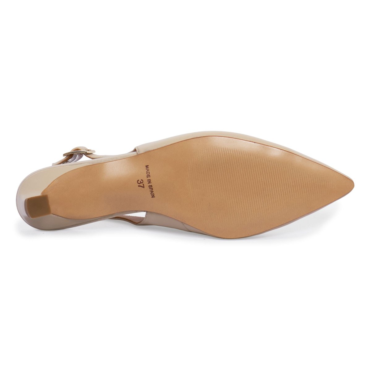 Escarpins slingback Albane petit talon cuir lisse crème, JULES & JENN