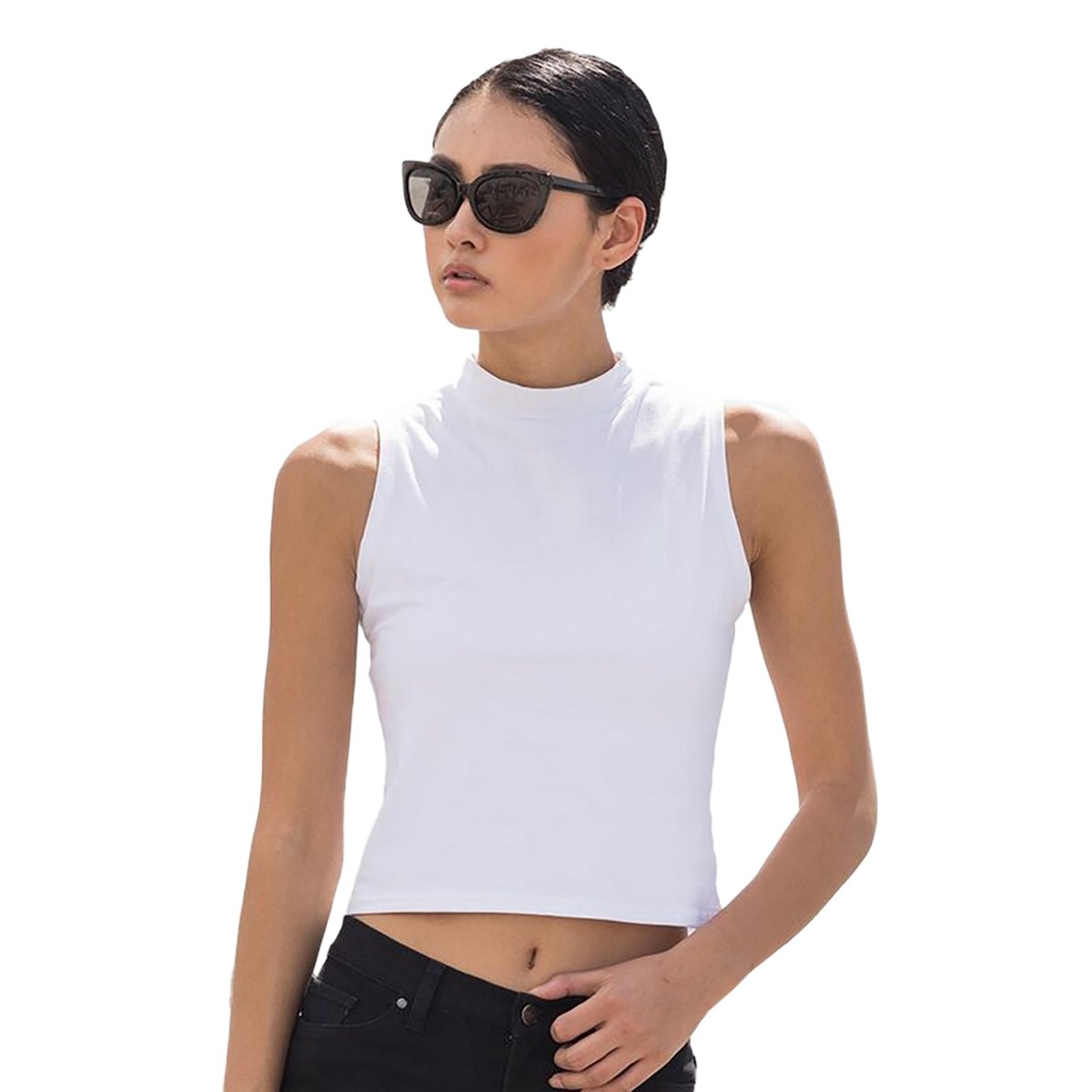 Débardeur à col haut blanc, SKINNI FIT