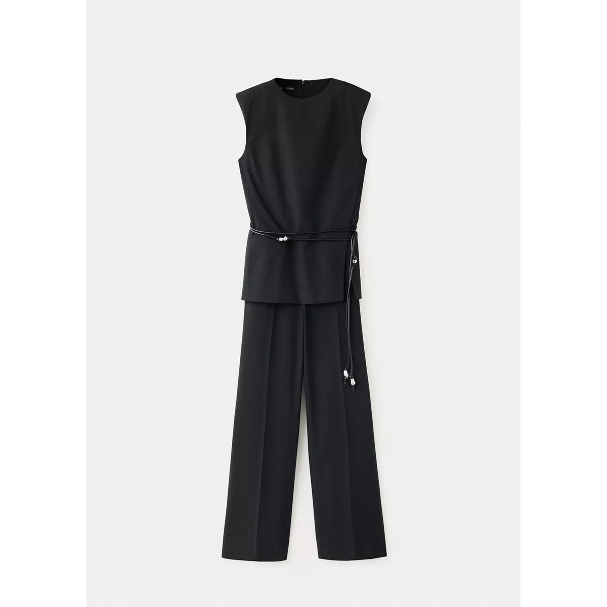 Combinaison assortie avec ceinture à perles noir, MANGO