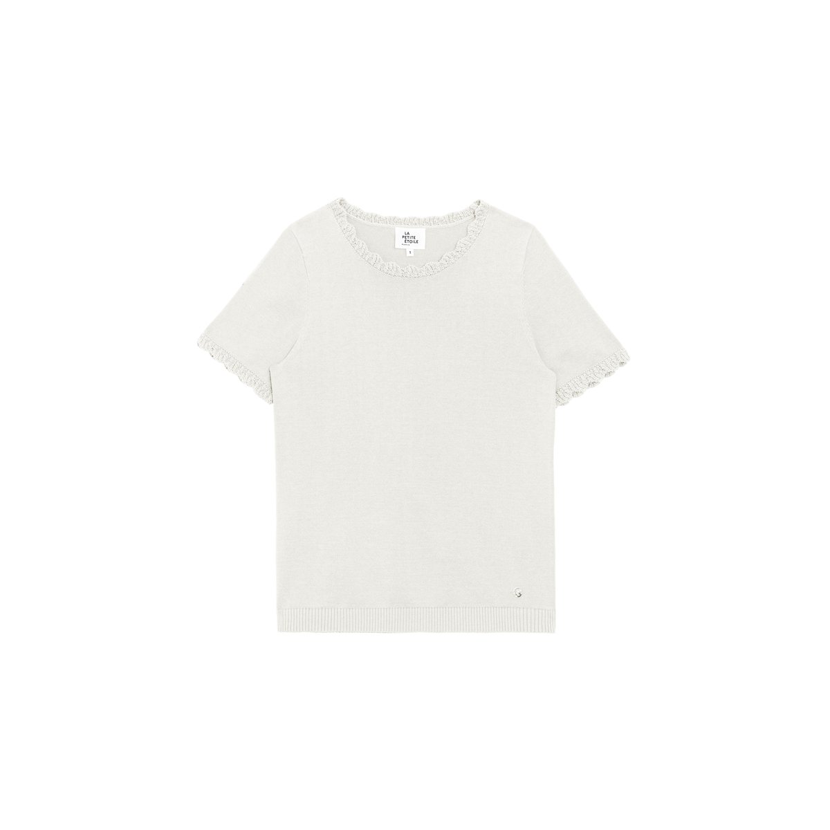 T-shirt manches courtes col rond uni MELINDA 11-ecru, LA PETITE ETOILE