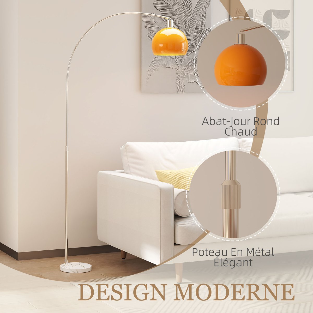 Lampadaire Métal Orange orange, HOMCOM