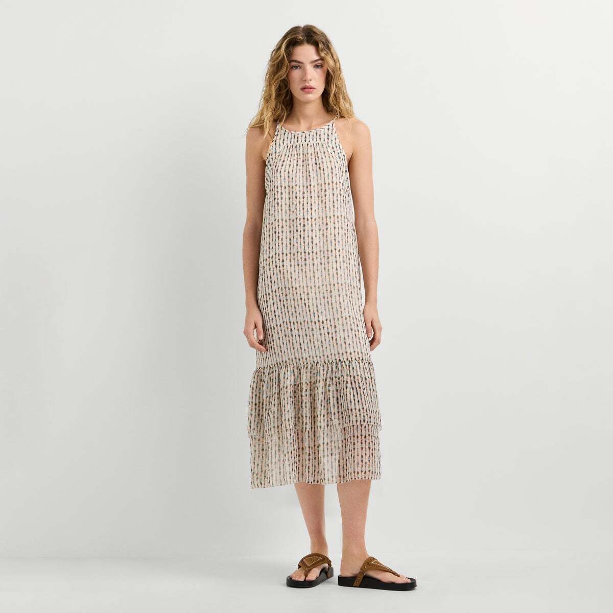Robe Midi À Imprimé Ikat rose poudre rose, PEPE JEANS