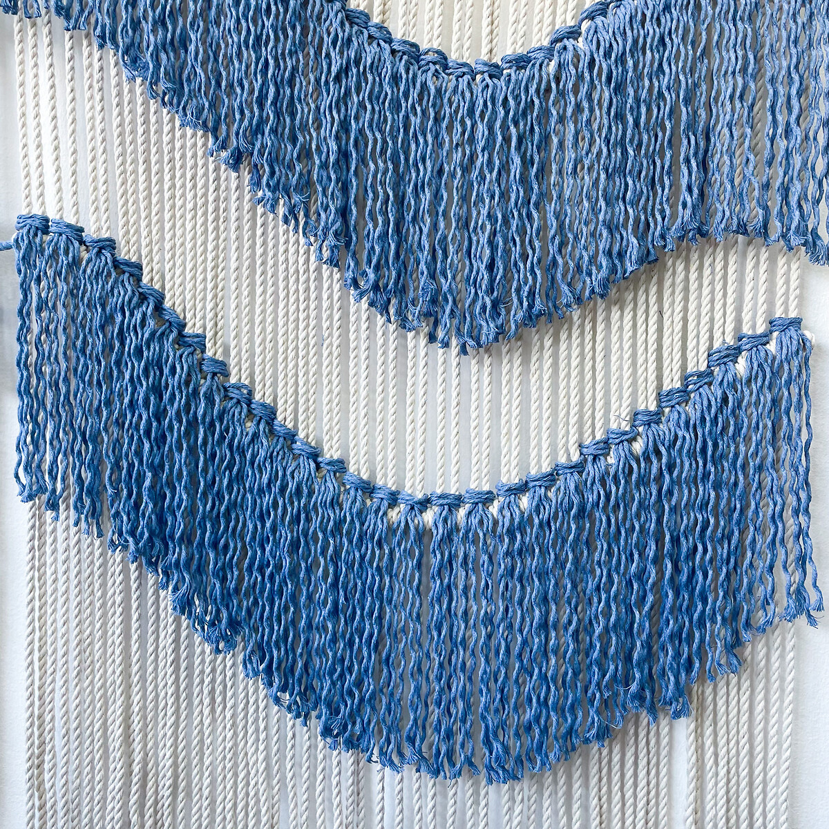 Decoração de parede em macramé WAVE, Macramar natural/azul, MACRAMAR