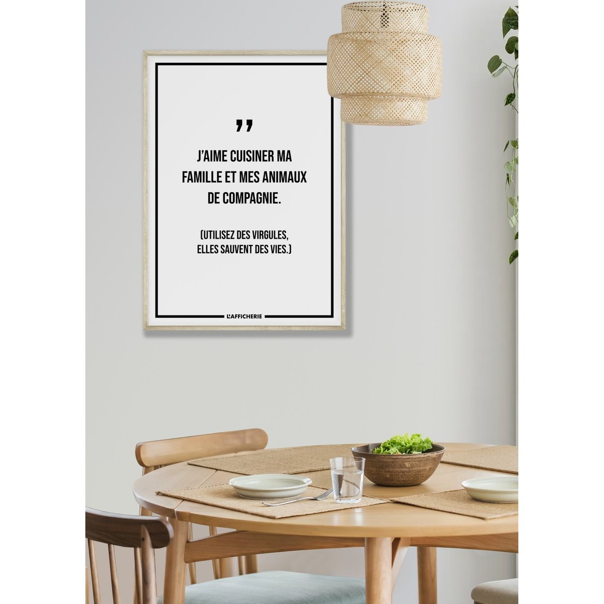 Affiche 'J'aime cuisiner...' blanc, L'AFFICHERIE