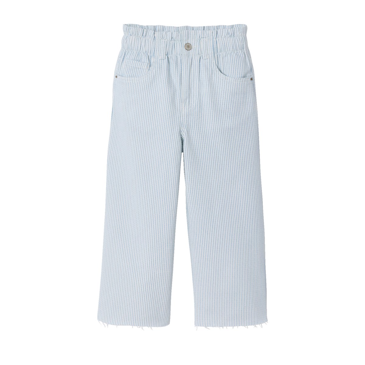 Pantacourt coton rayé bleu, VERTBAUDET