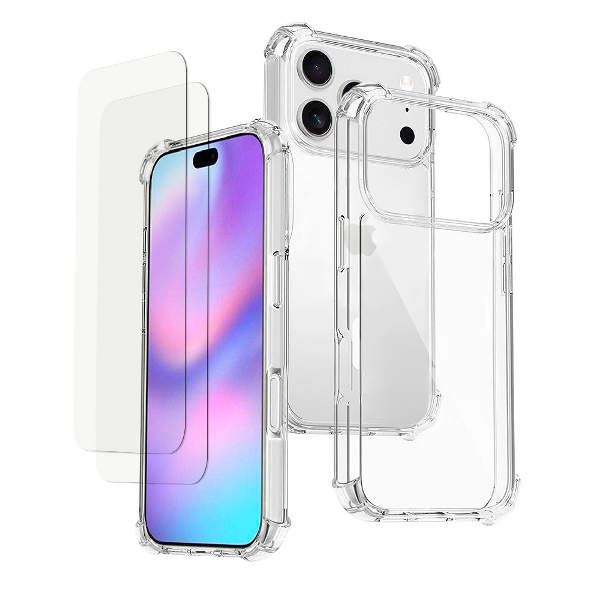 Coque iPhone 17 Pro antichoc + 2 vitres transparent, EVETANE